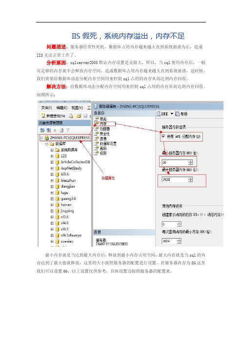 IIS假死内存不足的解决方法