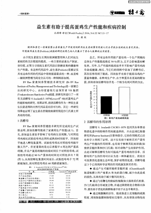 益生素有助于提高蛋鸡生产性能和疾病控制