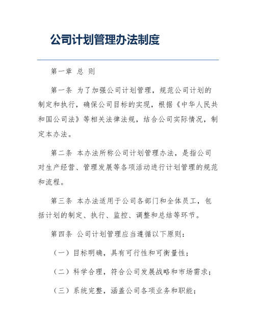 公司计划管理办法制度