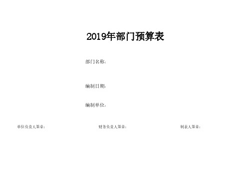 2019年部门预算表