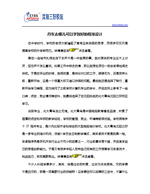 丹东去哪儿可以学到好的程序设计
