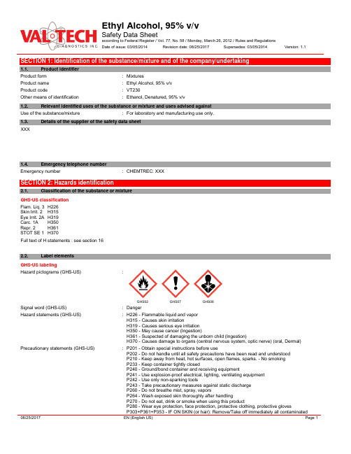 乙醇MSDS英文版