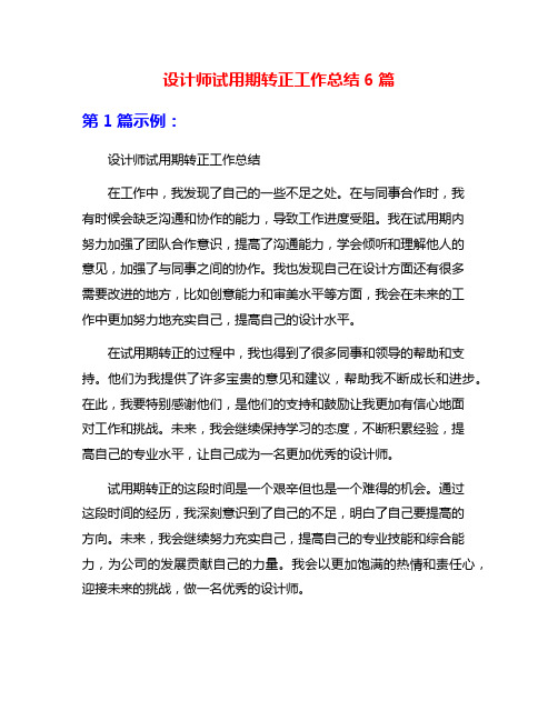 设计师试用期转正工作总结6篇