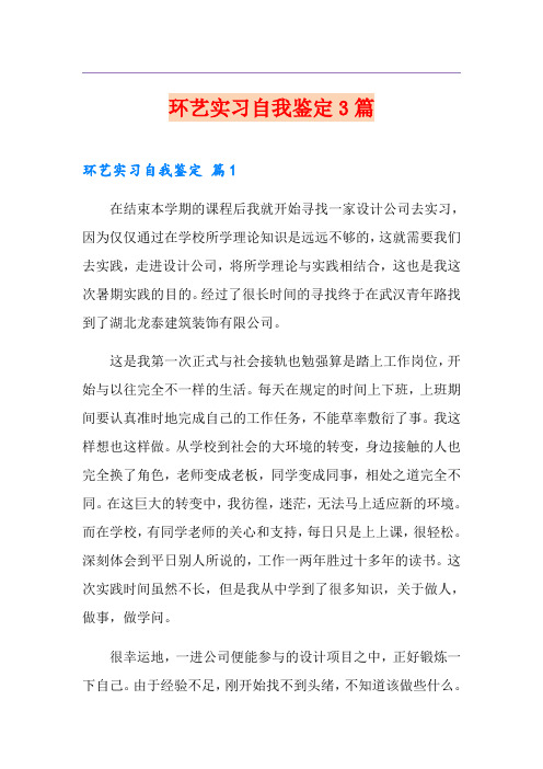环艺实习自我鉴定3篇
