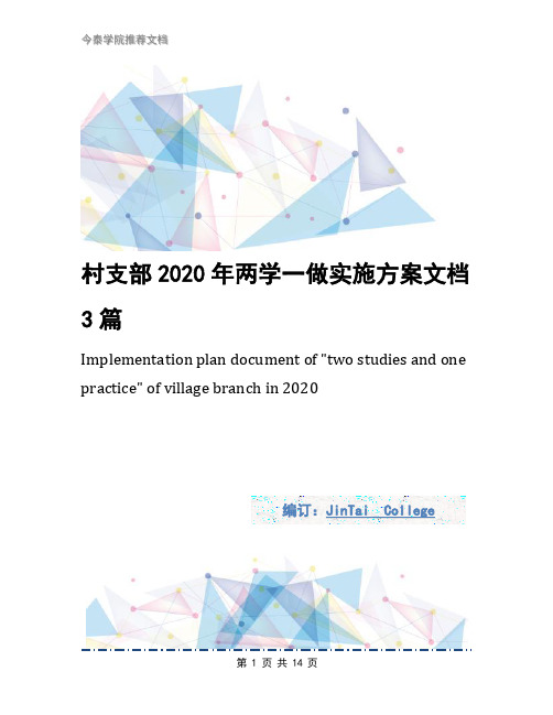 村支部2020年两学一做实施方案文档3篇