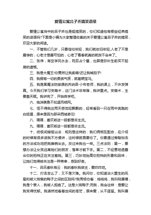 爱情公寓吕子乔搞笑语录