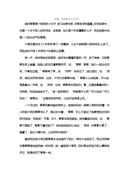 珍藏一支钢笔作文六百字