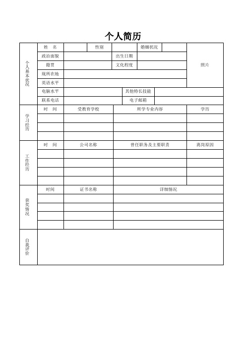 个人简历空白表格(163)