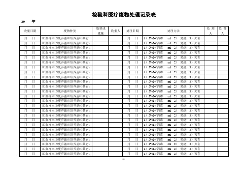 检验科医疗废物处理记录表