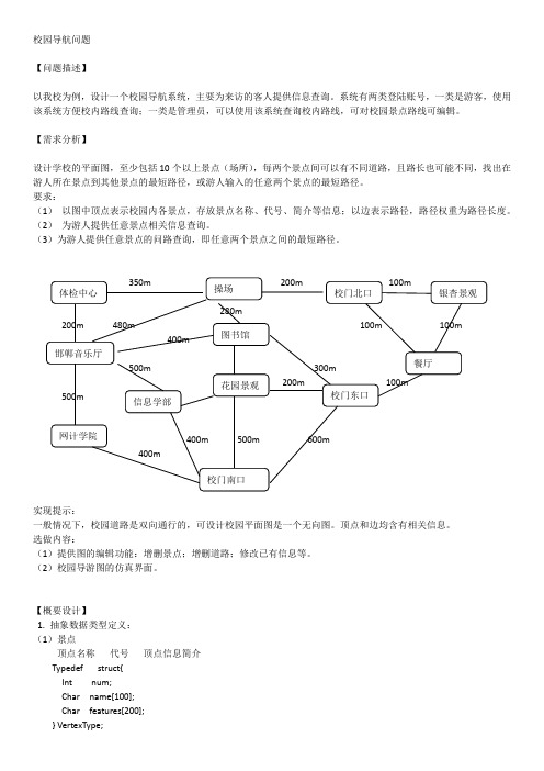 校园导航系统(数据结构大作业要求)