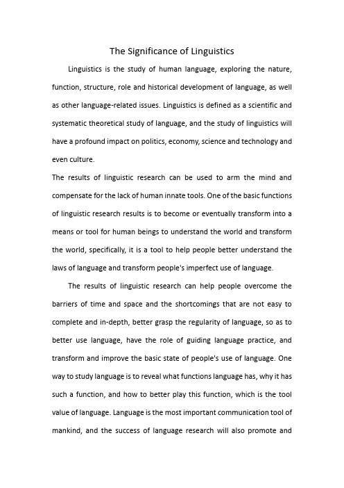 The Significance of Linguistics