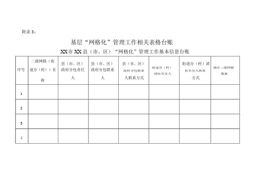 附录3基层“网格化”管理工作相关表格台账