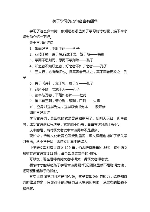 关于学习的诗句名言有哪些