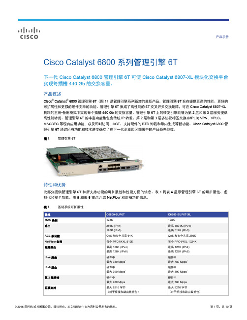 Cisco Catalyst 6800 系列管理引擎 6T