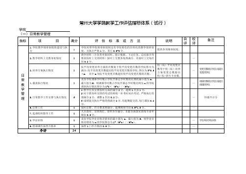 常州大学学教学工作评估指标体系(试行)