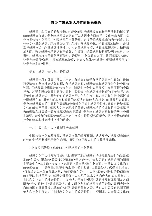 青少年感恩观念培育的途径探析