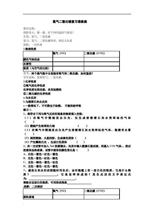 氧气二氧化碳复习教案