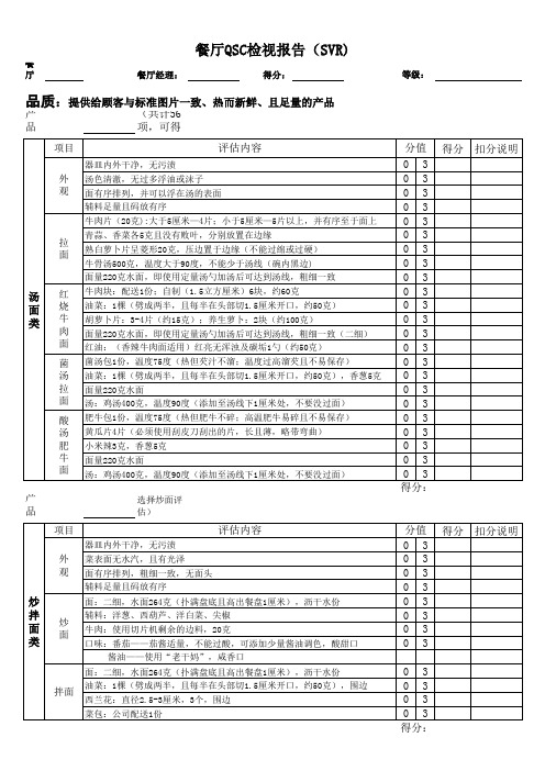 餐饮QSC检查表