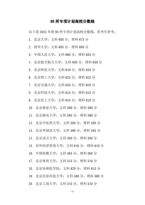 95所专项计划高校分数线