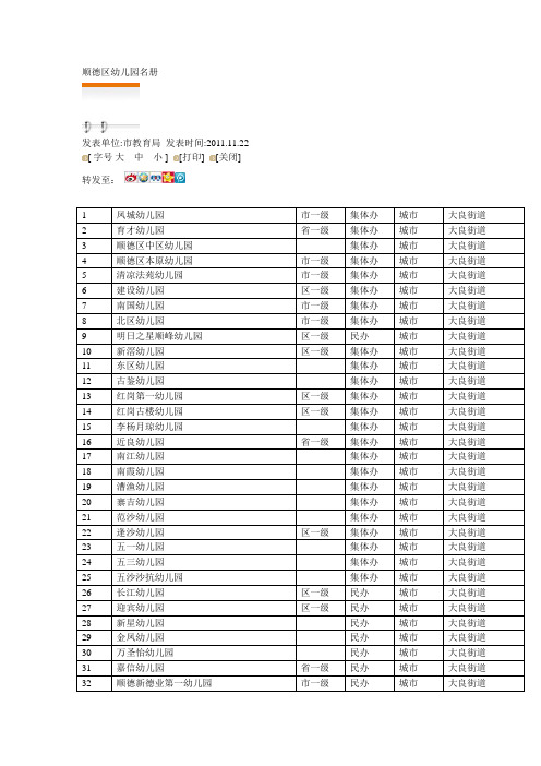 顺德区幼儿园名册