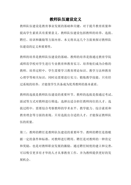 教师队伍建设定义