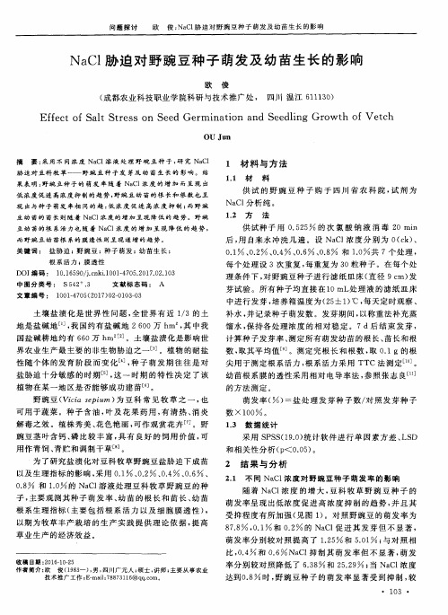 NaCl胁迫对野豌豆种子萌发及幼苗生长的影响