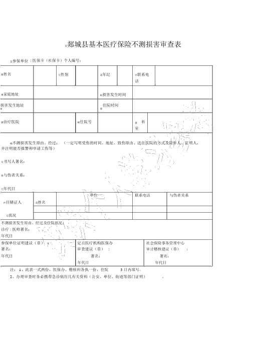 基本医疗保险意外伤害审核表