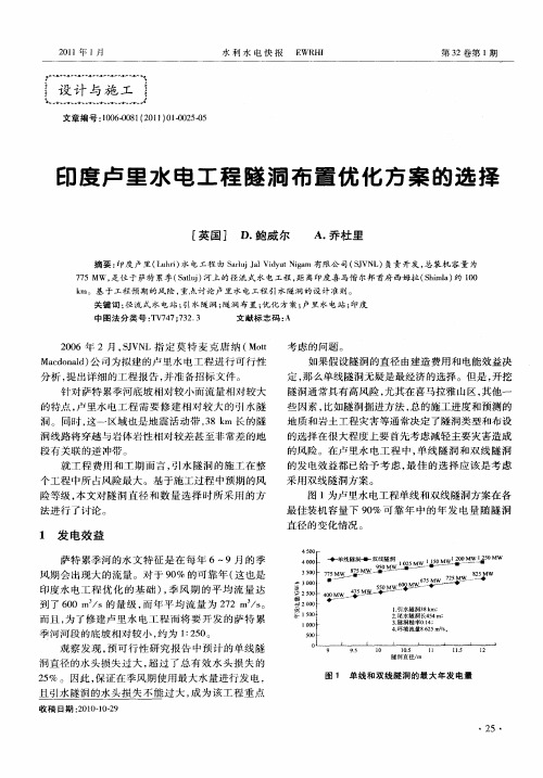 三口度卢里水电工程隧洞布置优化方案的选择