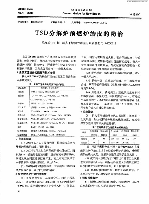 TSD分解炉预燃炉结皮的防治