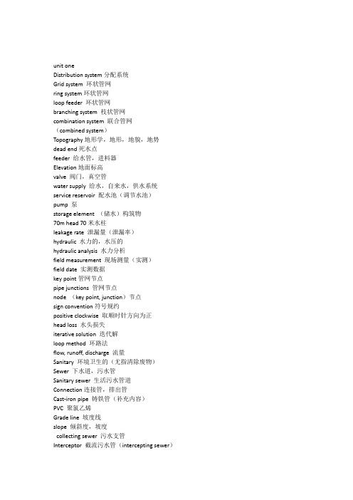 给排水专业英语词汇汇总