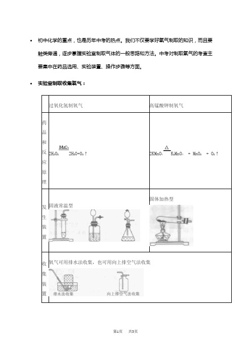 九年级化学氧气的制取和收集方法