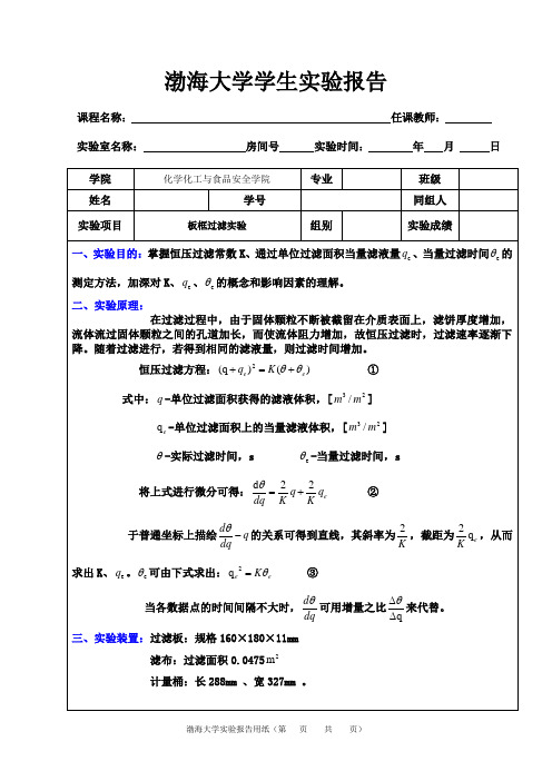 10.板框过滤实验