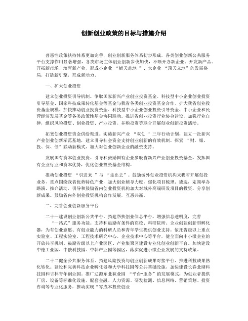 创新创业政策的目标与措施介绍