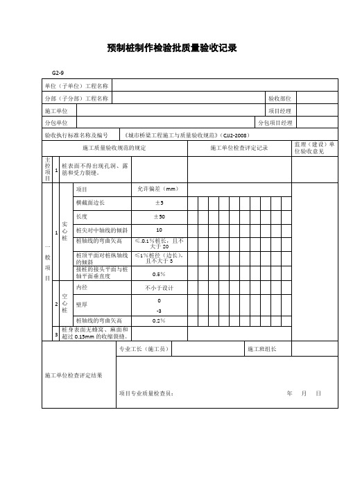 【工程文档】预制桩制作检验批质量验收记录