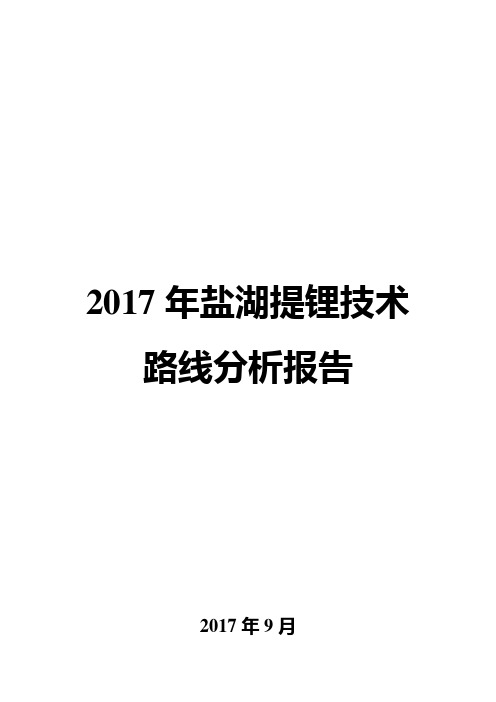 2017年盐湖提锂技术路线分析报告