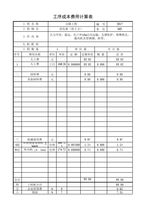 公路路面工序单价分析2017