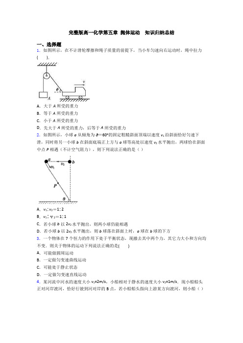 完整版高一化学第五章 抛体运动  知识归纳总结