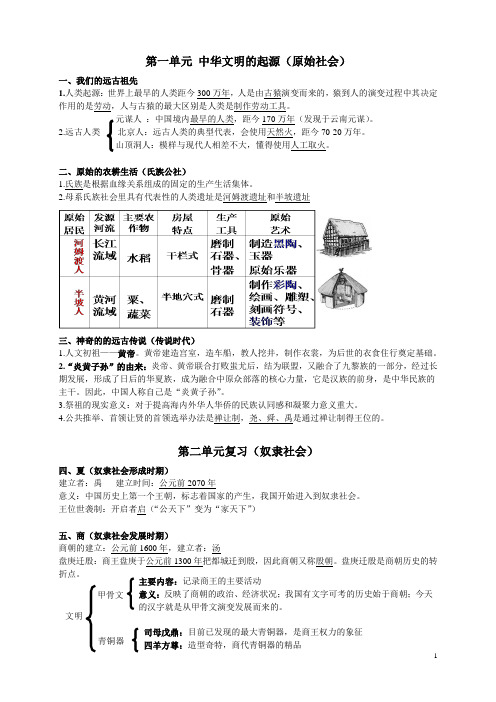 岳麓版7年级历史上册复习提纲