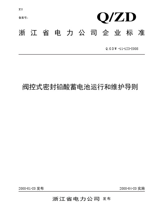 阀控式密封铅酸蓄电池运行和维护导则