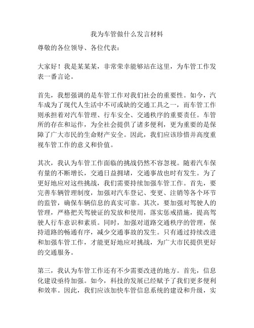 我为车管做什么发言材料