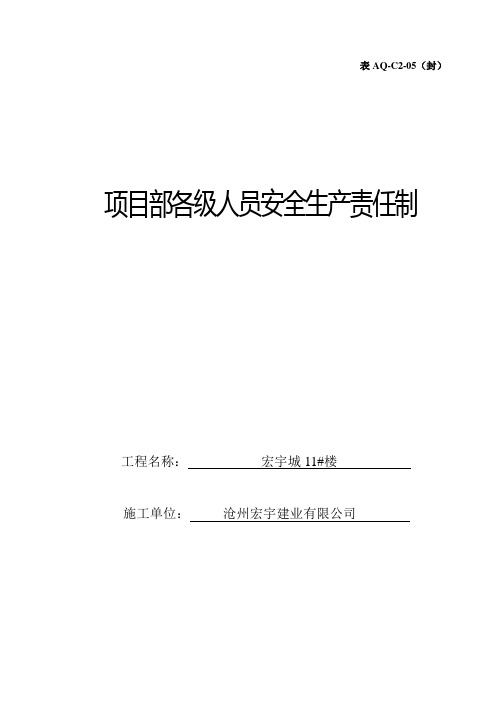 项目部各级人员安全生产责任制-封皮