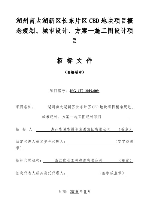 片区CBD地块项目概念规划、城市设计、方案—施工图设计项目招标文件【模板】