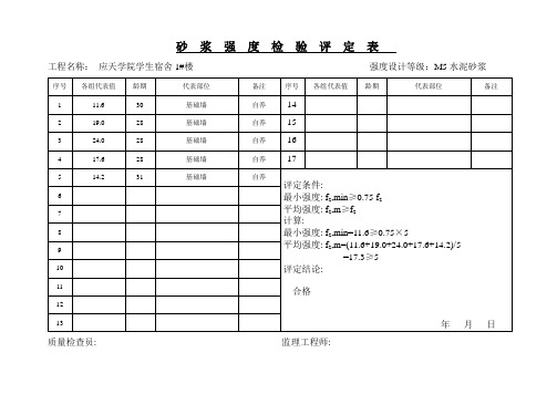 砂  浆  强  度  检  验  评  定  表