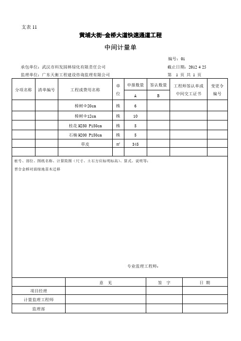 计量表格(苗木砍伐)