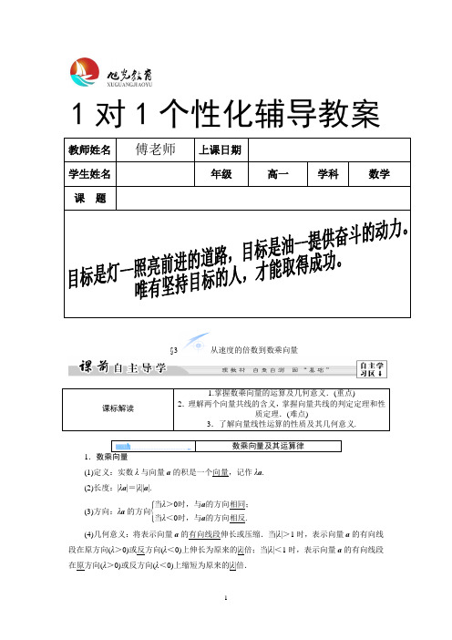 向量共线与平面向量的基本定理学生教案