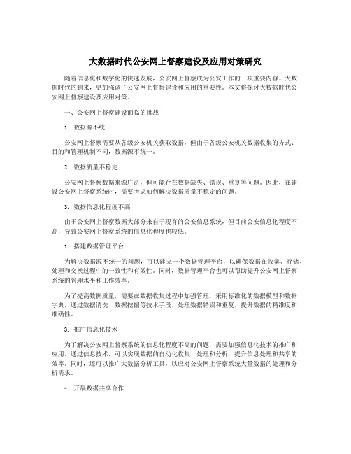 大数据时代公安网上督察建设及应用对策研究