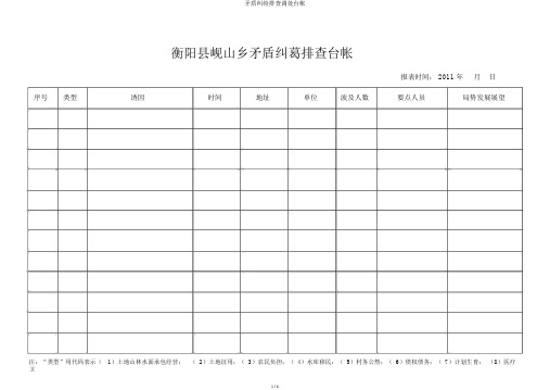 矛盾纠纷排查调处台帐