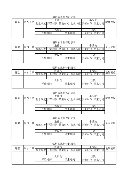 软水制作记录表