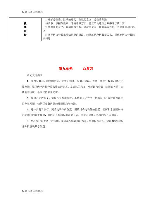 [配套K12]2017秋六年级数学上册 第9单元 总复习教案 新人教版