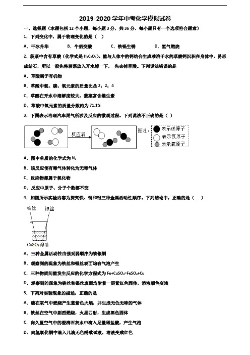 四川省宜宾市2019-2020学年中考化学综合测试试题